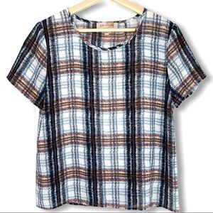 Philosophy Plaid Wrap Back Top